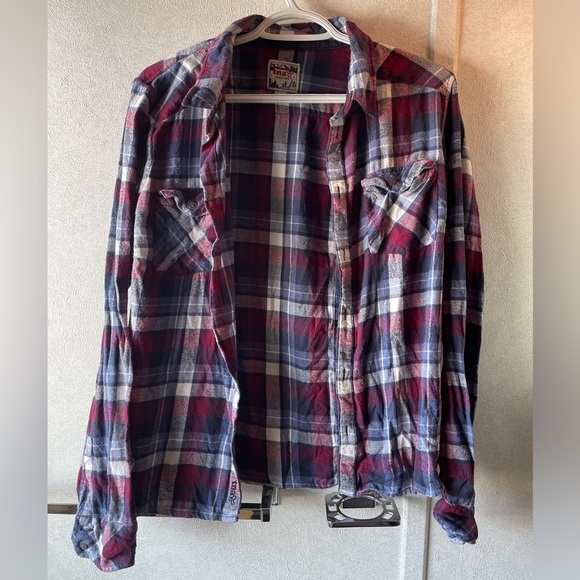 #142- TNA-Aritzia brand classic fit plaid button down - Picture 1 of 3